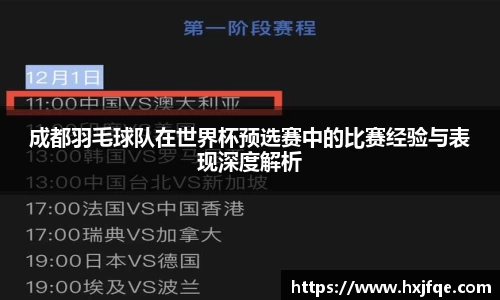成都羽毛球队在世界杯预选赛中的比赛经验与表现深度解析